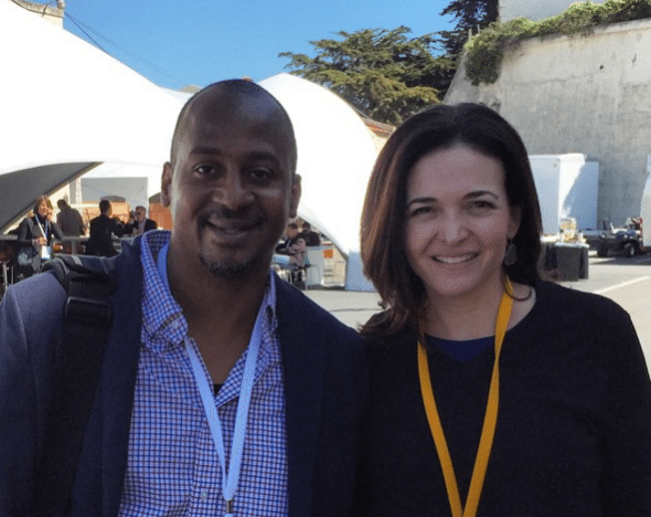 Had good quick chat with @sherylsandberg at #f8 #f815 about #leanin + diversity